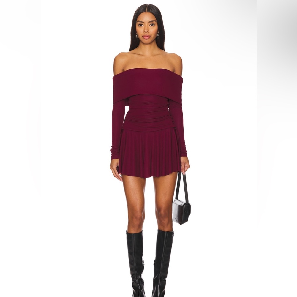 Camila Coelho Burgundy Off-Shoulder Dress